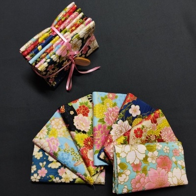 Conjunto de 7 FQ COSMO TEXTIL "SATIN SLUB WITH GOLD" 230224B