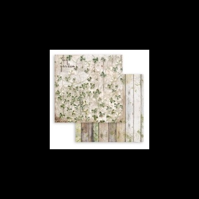 Folhas de papel decorativo com padrão de folhas e madeira desgastada