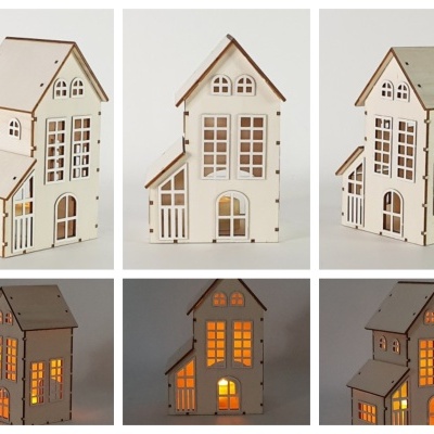 Casa madeira 3D  12 x 19 x 9 cm  7587