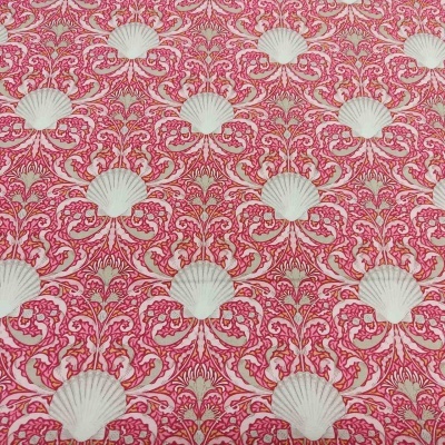 TECIDO TILDA COTTON BEACH SCALLOP SHELLS CORAL 100321 T1500A