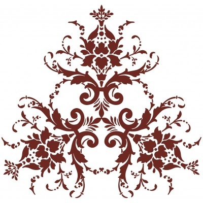 Padrão decorativo castanho com motivos florais simétricos