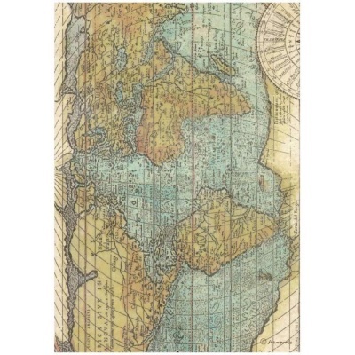 PAPEL ARROZ STAMPERIA A4 DFSA4778 "Around the world map"