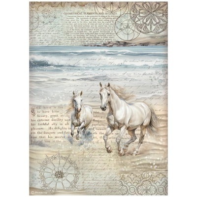 Papel de arroz  - Silent Sea horses    A4  DFSA 41025