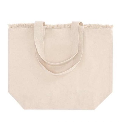 Bolsa de algodão com zíper e franjas 36x46cm BAG02