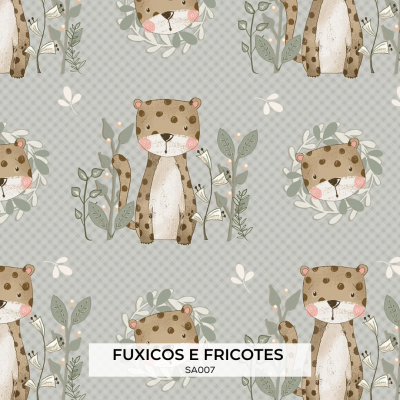 Tecido F&F TIGRE NO SAFARI MENTA  SA007
