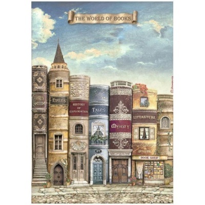 Papel arroz Stamperia A4 DFSA4752 Vintage Library