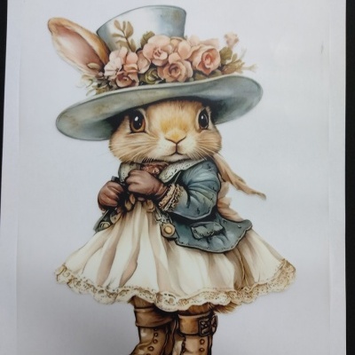 Transfere "Coelha com chapéu e flores"  DTFR  02