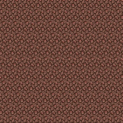 Tecido castanho com padrão floral pequeno em rosa e bege