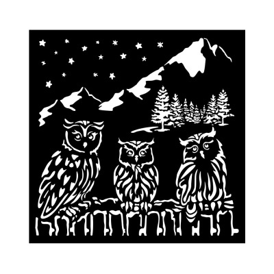 Stencil Stamperia 18X18cm - The Owl's House owls  KSTDQ 125
