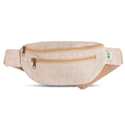 Bolsa de cintura com fecho feito com material orgânico de cânhamo. 36035