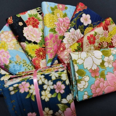 Conjunto de 7 FQ COSMO TEXTIL "SATIN SLUB WITH GOLD" 230224B