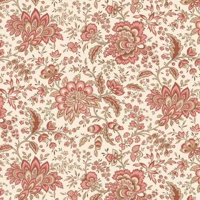 pano ou papel decorativo com padrão floral vermelho e bege