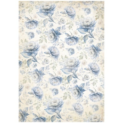 Papel de parede decorativo padrão floral azul e bege