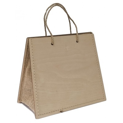 Woodbag bolso madeira/rafia 24x26x13cm WOO30