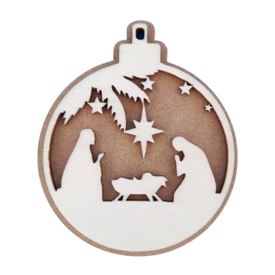 Bola recortada com fundo em MDF  "Sagrada Familia"  8cm 98472