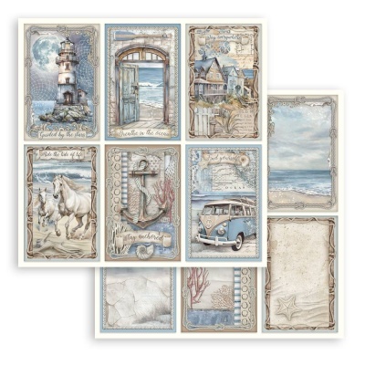Papel Scrapbooking 2 faces - Silent Sea 6 cards    30X30cm  SBB 1067
