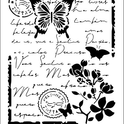 STENCIL 20X30CM 528 CARTA C/ BORBOLETAS Ref. 440528