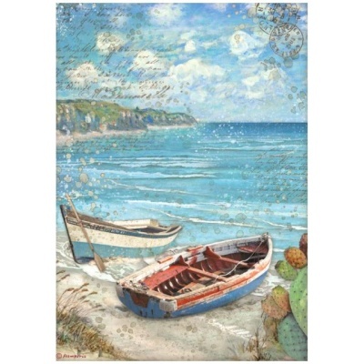 PAPEL ARROZ STAMPERIA A4 "Blue Dream boats" DFSA4738