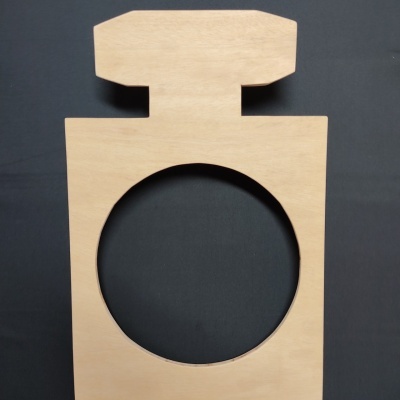 Suporte relógio (formato frasco) madeira 54x35cm