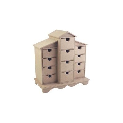 Caixa "Casa" 10 gavetas mdf 32x17x34cm   650010