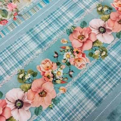 Tecido Fabricart digital barrado flores   D830