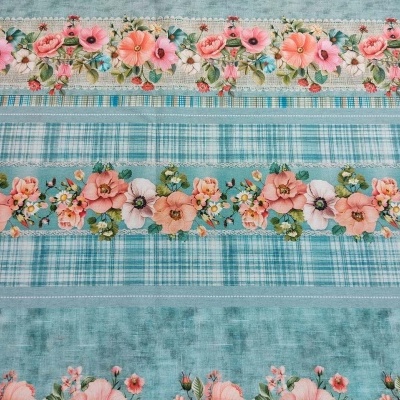 Tecido Fabricart digital barrado flores   D830