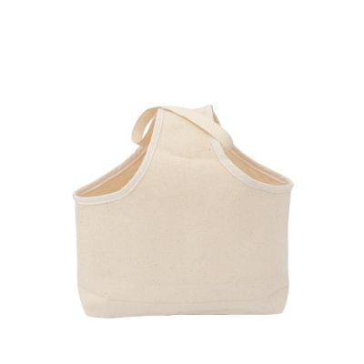 Bolsa de tecido bege claro com alças médias