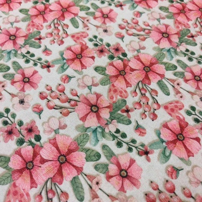 TECIDO FUXICOS E FRICOTES Floral Bege AM002