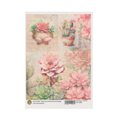 Papel de Arroz A4 - Suculentas  1256
