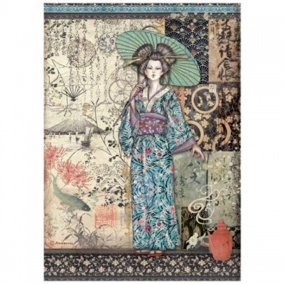 PAPEL ARROZ A4 "SIR VAGABOND  in Japan lady" DFSA4612