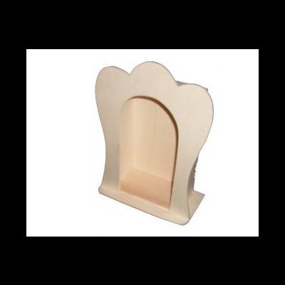 Suporte para telemóvel em madeira clara com bordas arredondadas