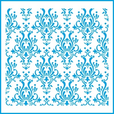 Padrão decorativo azul e branco com design floral estilizado