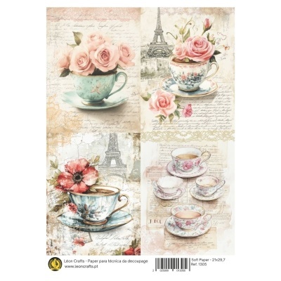 Papel de Arroz A4 - Tea and roses  -  1305