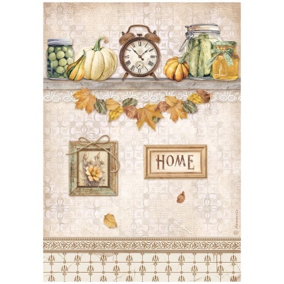 Papel de arroz Golden Harmony clock and pumpkins A4 DFSA 4946
