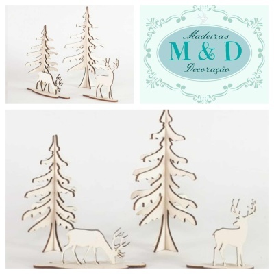 Suportes arvores e veados 3D   32 x 21 x 5 cm   7593