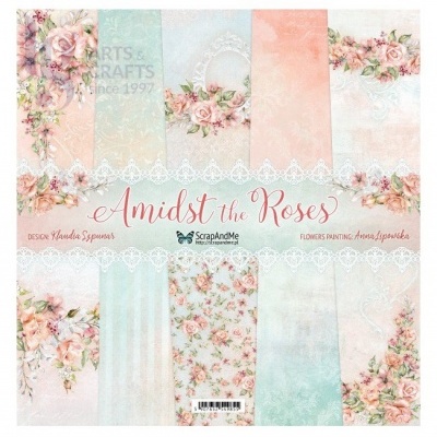 BLOCO 5 PAPEIS SCRAP 30x30cm FRENTE/VERSO "AMIDST THE ROSES" 150007