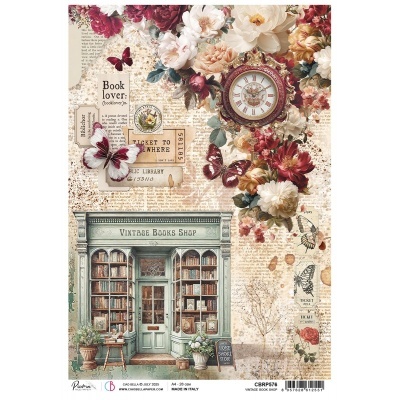 Papel de arroz A4 CIAO BELLA Vintage Book Shop  CBRP 576