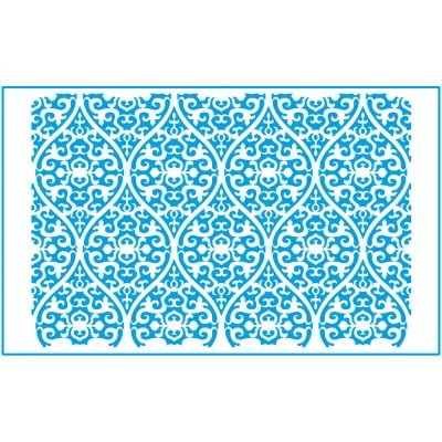 tapete azul com padrão geométrico branco