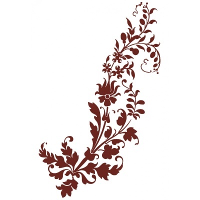 Padrão floral decorativo castanho-avermelhado em fundo branco