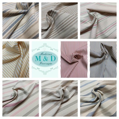 Tecido "Malibu" Risca Creme / Bege / Cru T02283