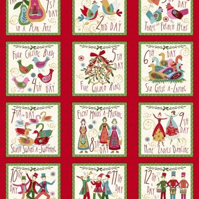 Tecido painel Henry Glass & Co. Red/Multi || Scandinavian Holiday Mary Jane Carey 3458