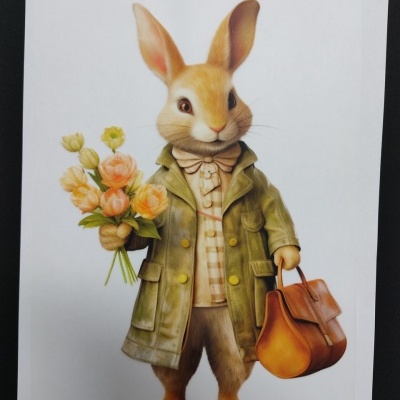 Transfere "Coelho com mala e flores"  DTFR  03