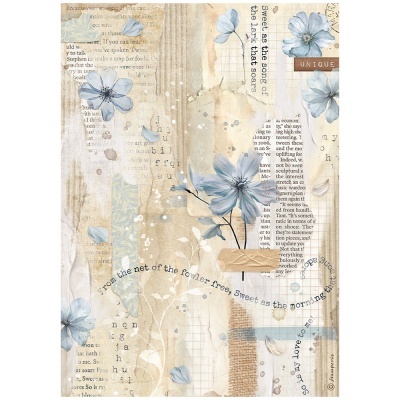 Papel arroz A4 - Create Happiness Secret Diary blue flower  DFSA 4861