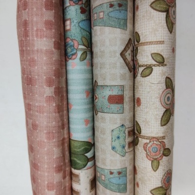 Tecido F&F Mini flores aplicadas "Vila de Amor"  VIL002