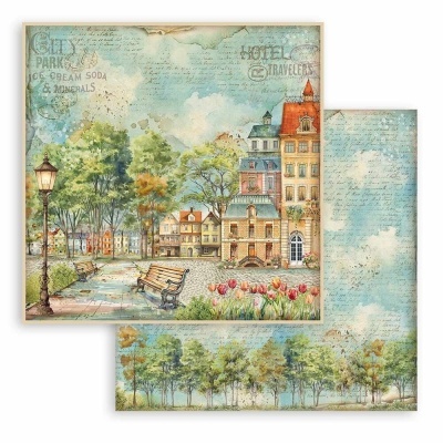 Folha papel scrap. Art of Travelling 12"x12"   SBB 1043