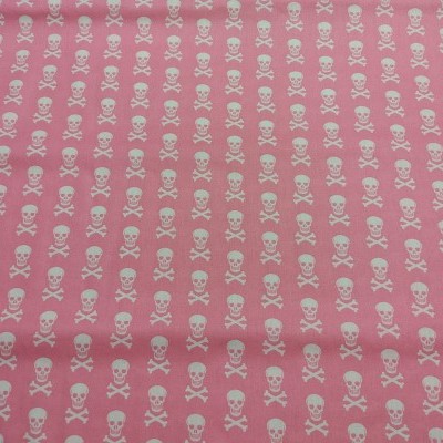 TECIDO FABRICART Caveiras rosa/branco