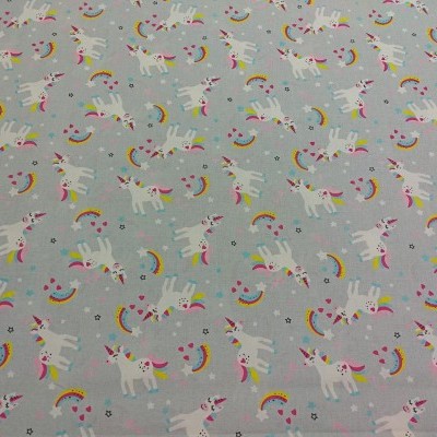 Tecido Unicórnios cinza 288/9 T1016