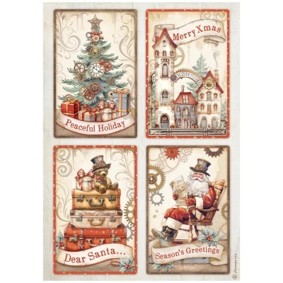 Papel arroz A4 - Gear up for Christmas 4 cards  DFSA 4935