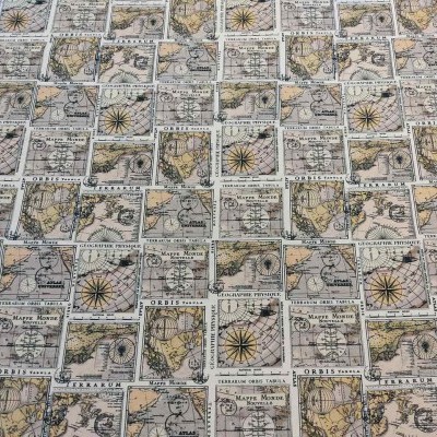 TECIDO INDIGO "Mappe monde" B23