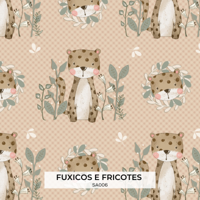 Tecido F&F TIGRE NO SAFARI ROSÊ  SA006